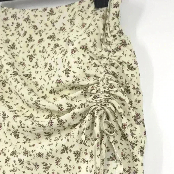 Y2K SKIRT WOMENS MEDIUM RUCHED 90s INSPIRED FLORAL MINI INVISIBLE ZIPPER COTTON - Picture 12 of 13
